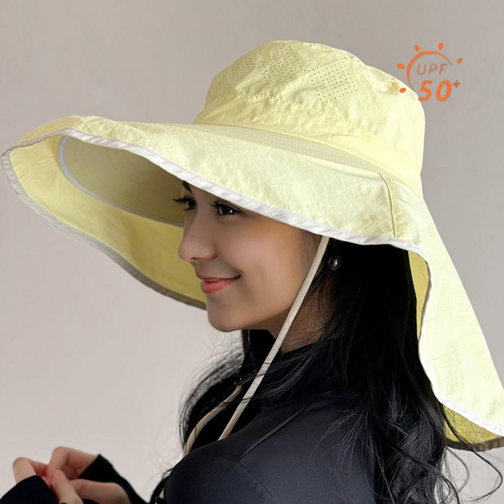 Hat Floppy Wide - قبعة شمسية نسائية مع غطاء للرقبة