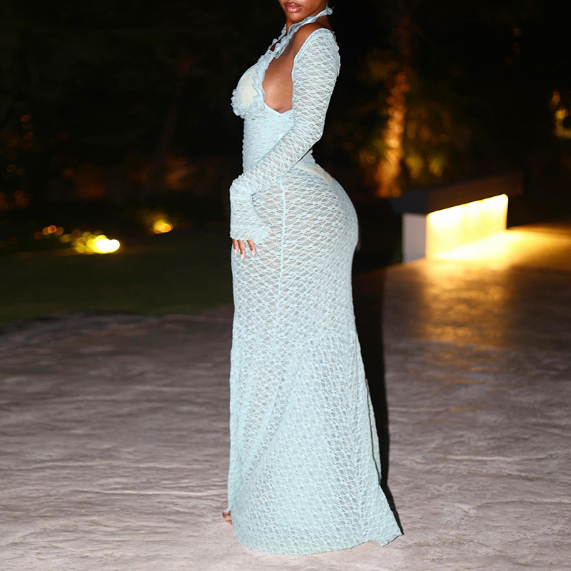 فستان ماكسي نسائي بأكمام طويلة - مراجعة Maxi Dress Halter وسعره